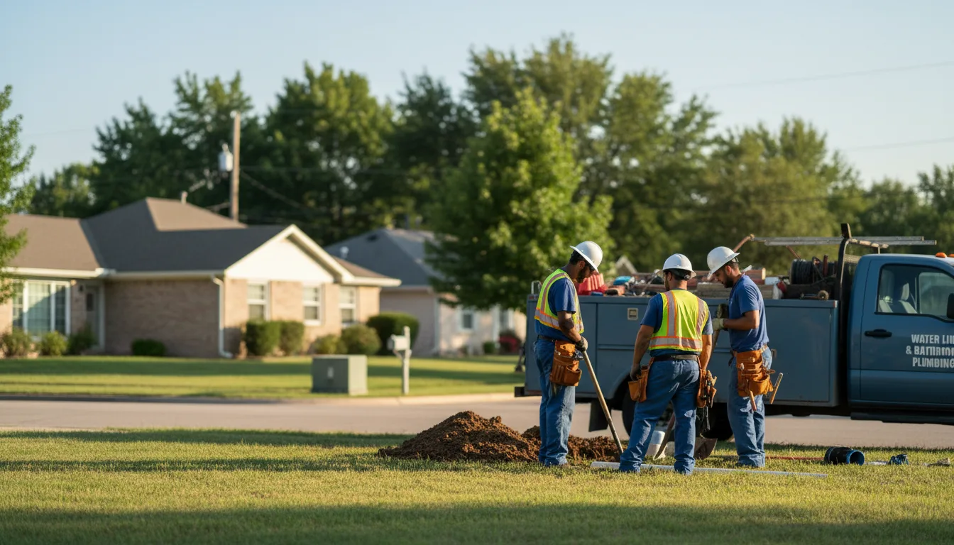 Residential water line and bathroom plumbing service in Harmony, IN